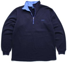 画像1: 90s patagoniaパタゴニア CAPILENEキャプリーン ハイネック ハーフジップ インナー フリース 紺 L (1)