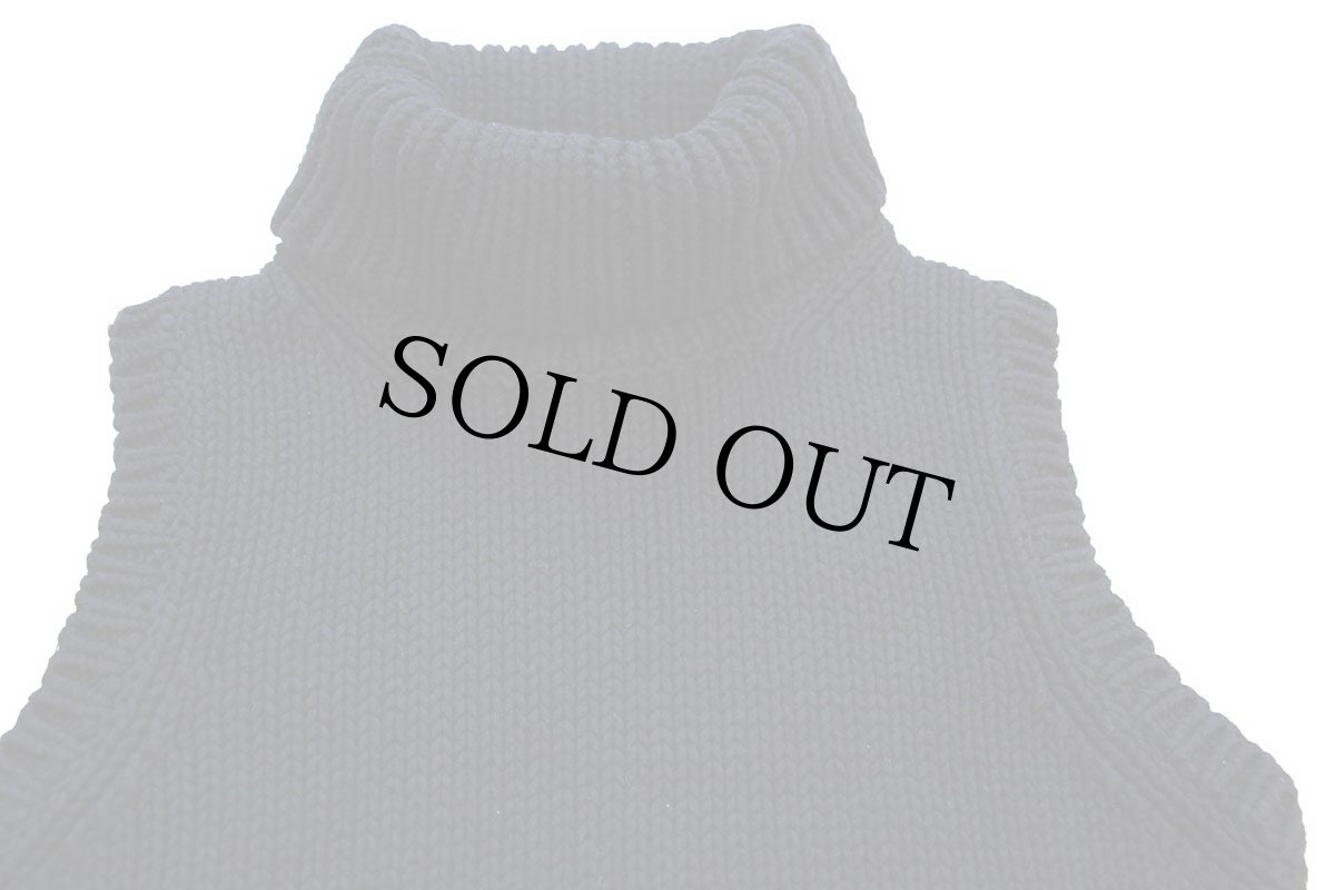 画像3: 90s LAUREN ラルフローレン タートルネック ノースリーブ ローゲージ コットンニット セーター 黒 S (3)