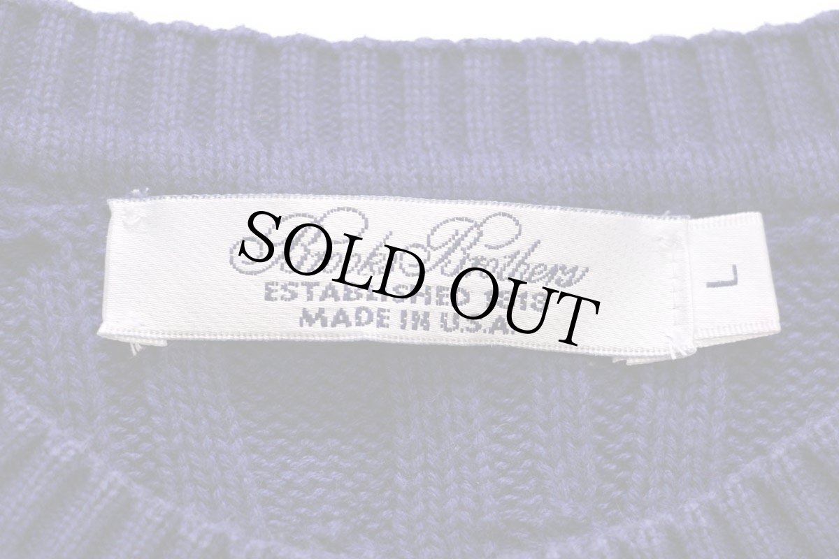 画像4: 90s USA製 Brooks Brothersブルックスブラザーズ ケーブル編み コットンニット セーター 青紺 L (4)