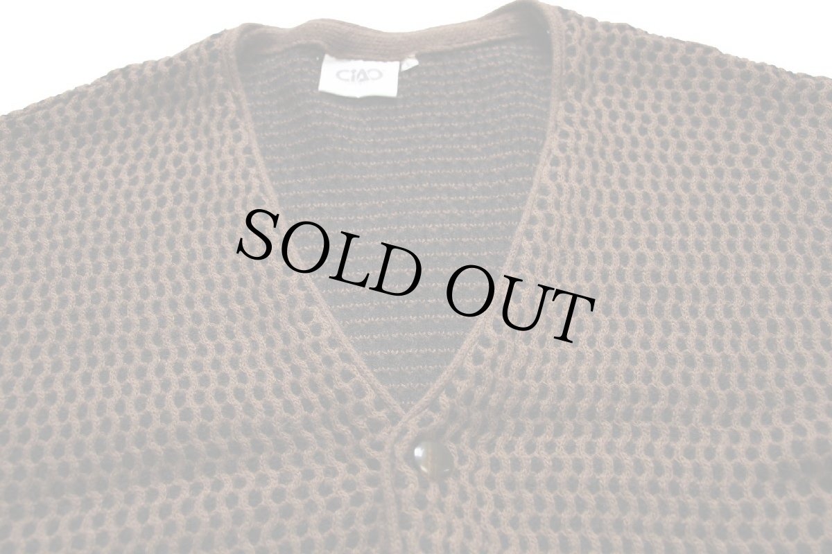 画像3: 90s イタリア製 CiAO ハニカム ウール×アクリルニット カーディガン ブラウン×ブラック (3)