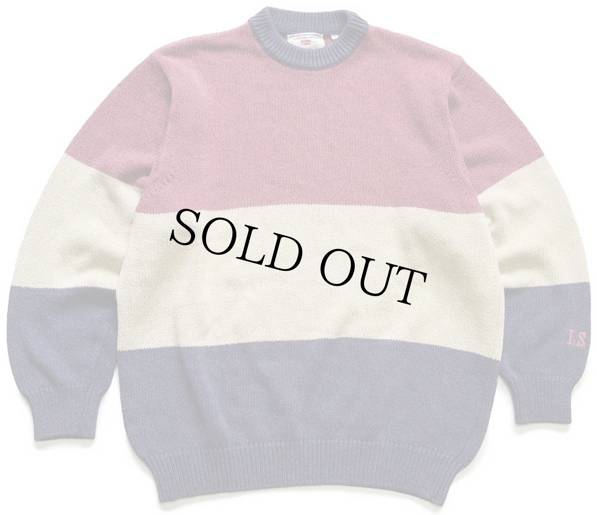 画像1: 90s イタリア製 Levi'sリーバイス マルチカラー 切り替え コットン×アクリルニット セーター M★ユーロ (1)