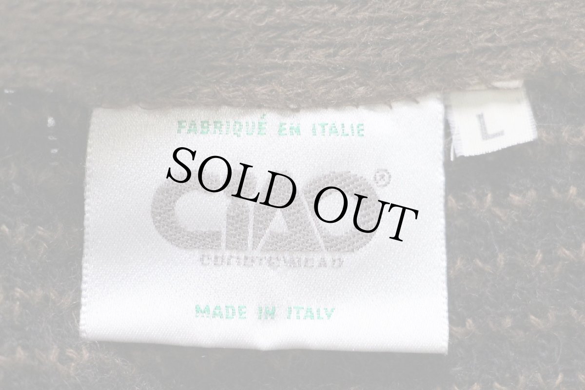 画像4: 90s イタリア製 CiAO ハニカム ウール×アクリルニット カーディガン ブラウン×ブラック (4)