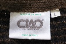 画像4: 90s イタリア製 CiAO ハニカム ウール×アクリルニット カーディガン ブラウン×ブラック (4)