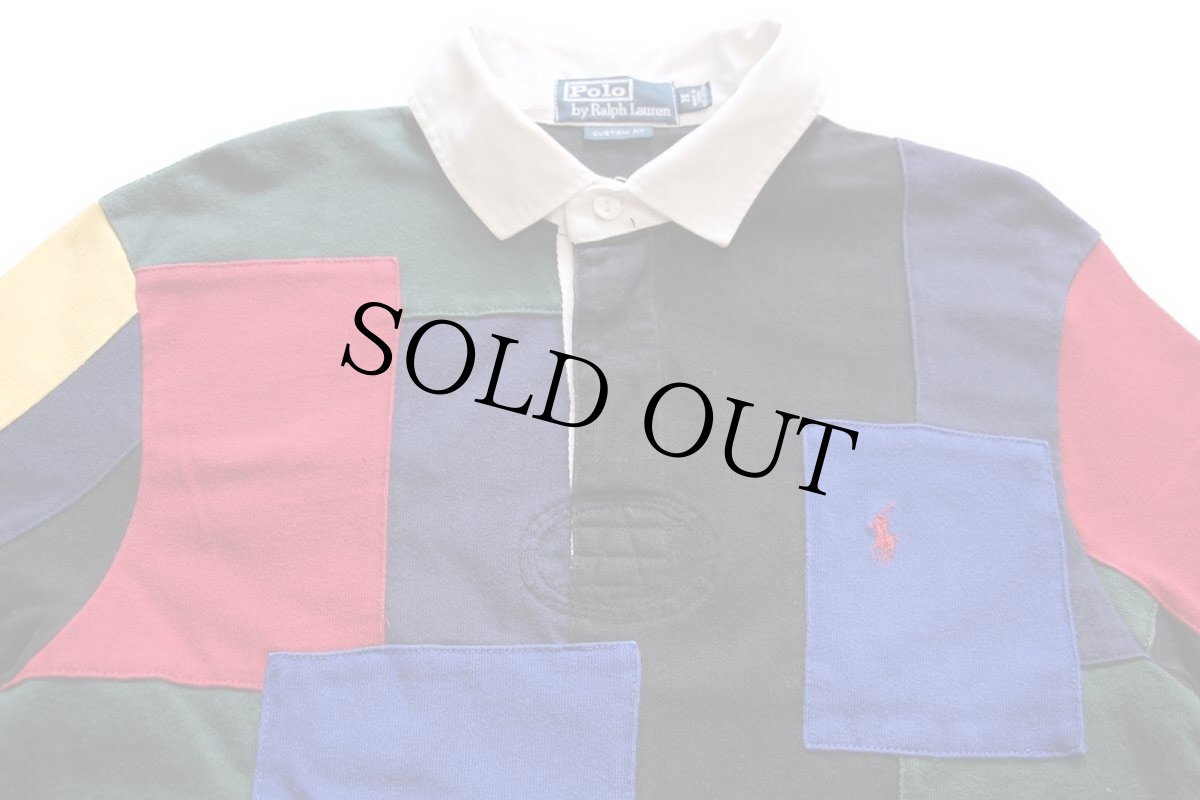 画像3: 00s ポロ ラルフローレン CUSTOM FIT パッチワーク コットン ラガーシャツ M (3)