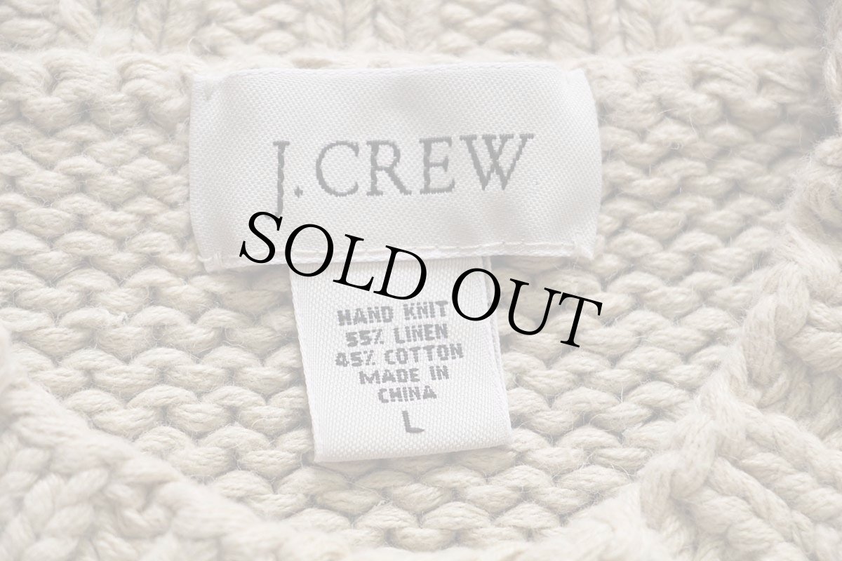 画像4: 00s J.CREW ローゲージ リネン×コットン ハンドニット セーター ベージュ L (4)