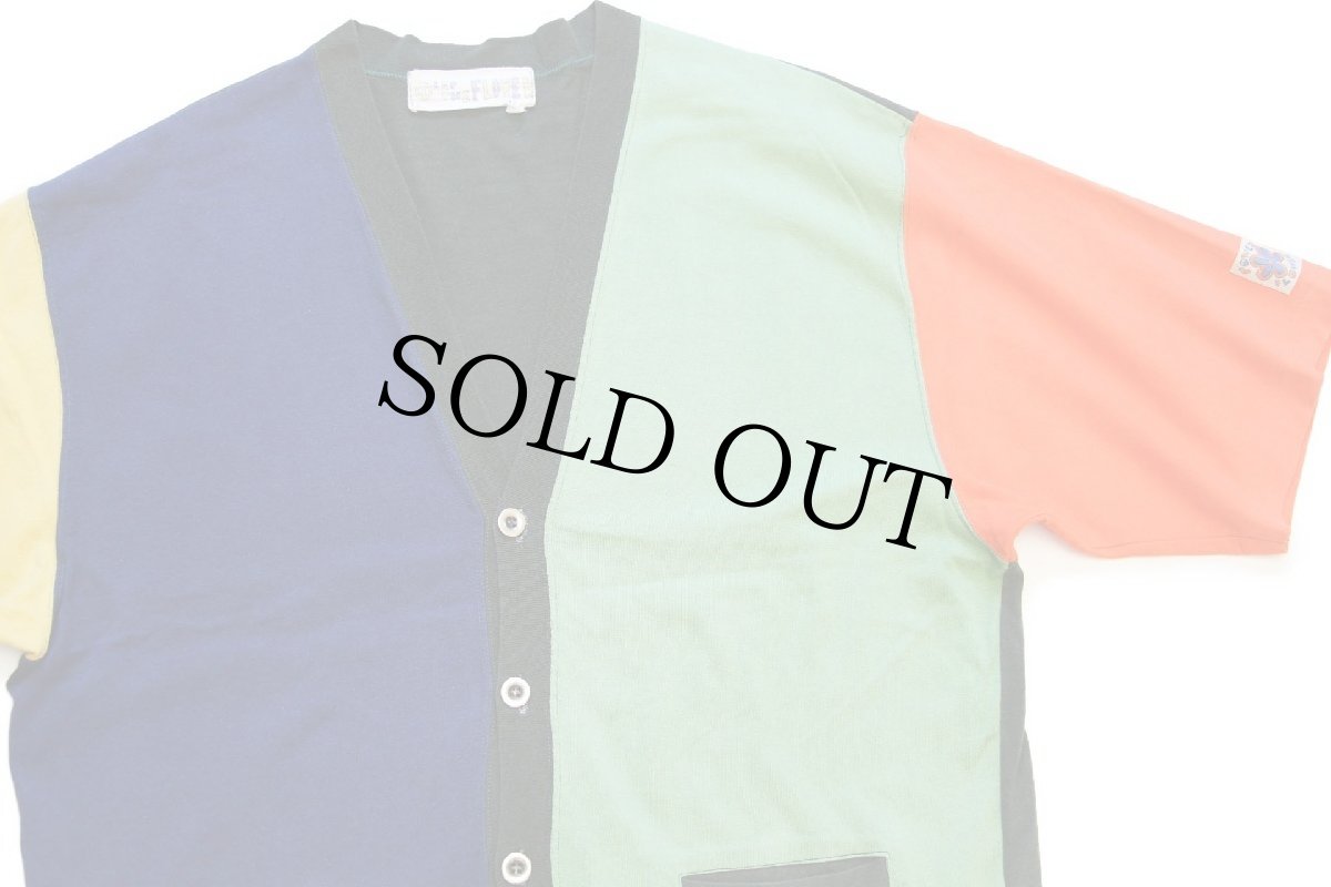 画像3: 90s イタリア製 RAP THE FLOWER クレイジーパターン 半袖 コットン カットソー カーディガン XL (3)