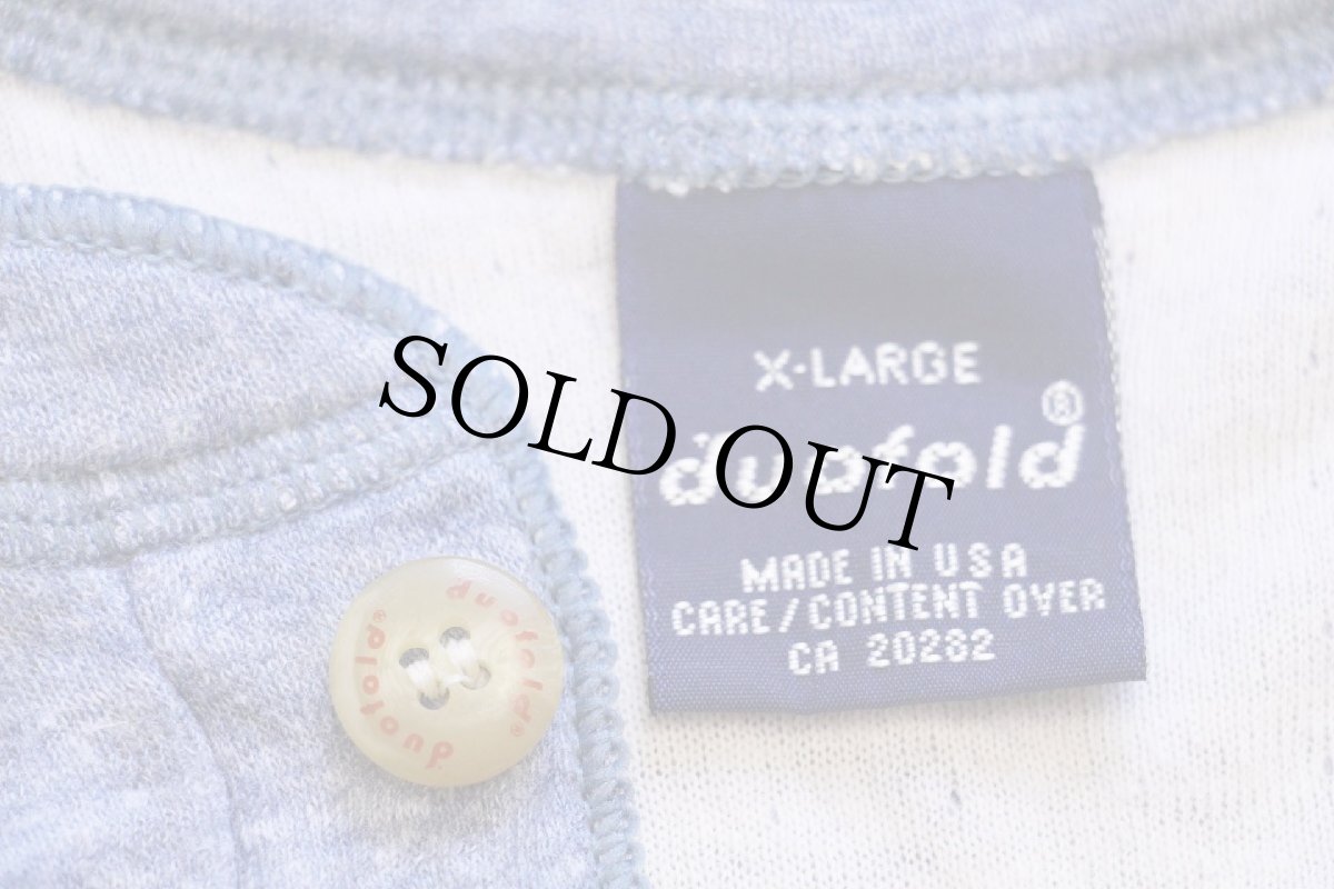 画像5: 90s USA製 duofold ヘンリーネック 2レイヤー アンダーシャツ 杢ブルー (5)