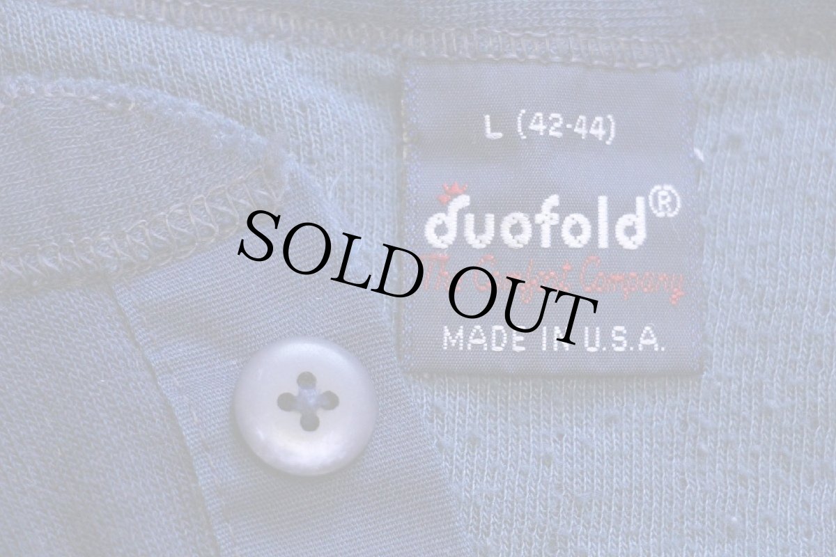 画像5: 90s USA製 duofold ヘンリーネック 2レイヤー アンダーシャツ 紺 L (5)