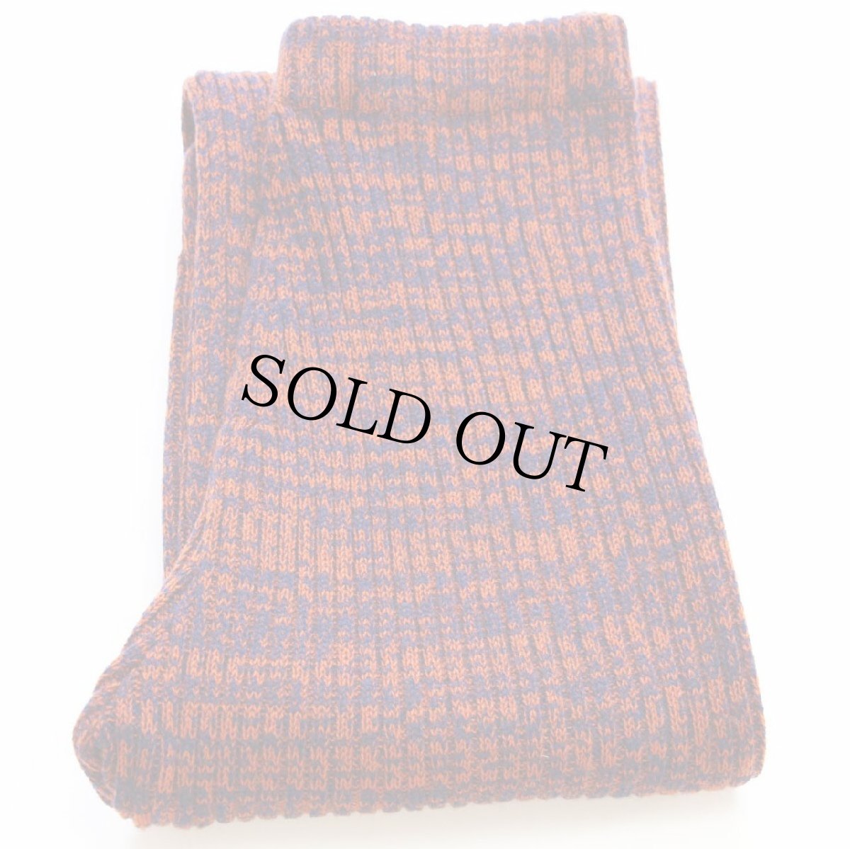 画像1: 70s UNKNOWN アクリル リブニット パンツ 紺×レンガ ミックス S (1)