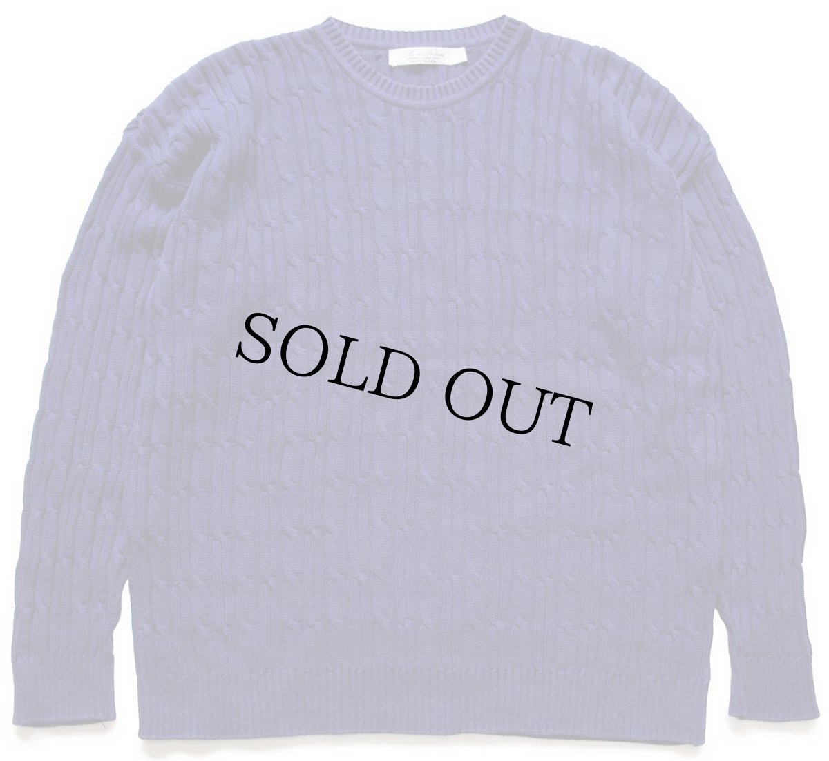 画像1: 90s USA製 Brooks Brothersブルックスブラザーズ ケーブル編み コットンニット セーター 青紺 L (1)