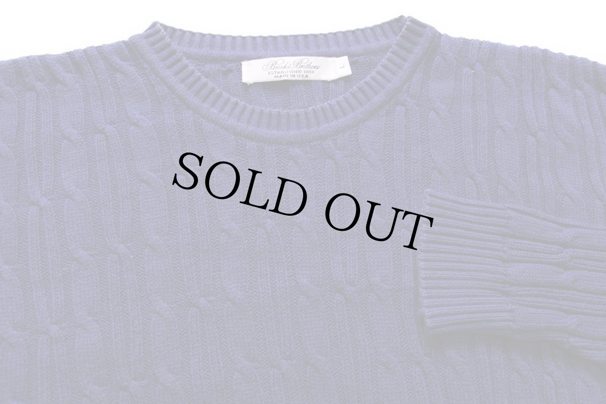 画像3: 90s USA製 Brooks Brothersブルックスブラザーズ ケーブル編み コットンニット セーター 青紺 L (3)