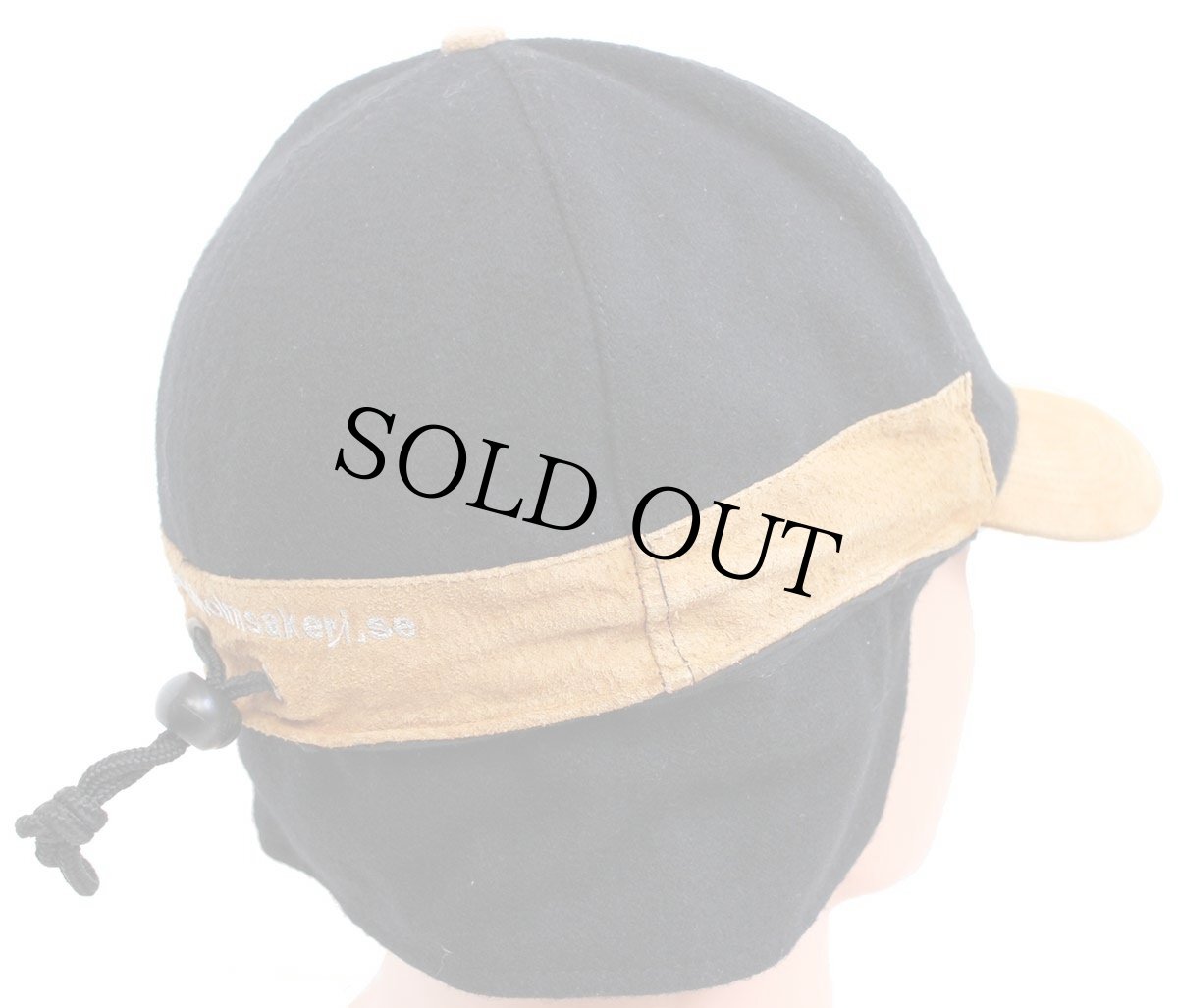 画像6: STOCKHOLMS AKERI AB 刺繍 耳当て付き ウール×レザーキャップ 黒×茶 (6)