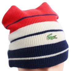 画像1: 70s フランス製 CHEMISE LACOSTE ラコステ マルチカラー 切り替え アクリル ニットキャップ★ニット帽 (1)