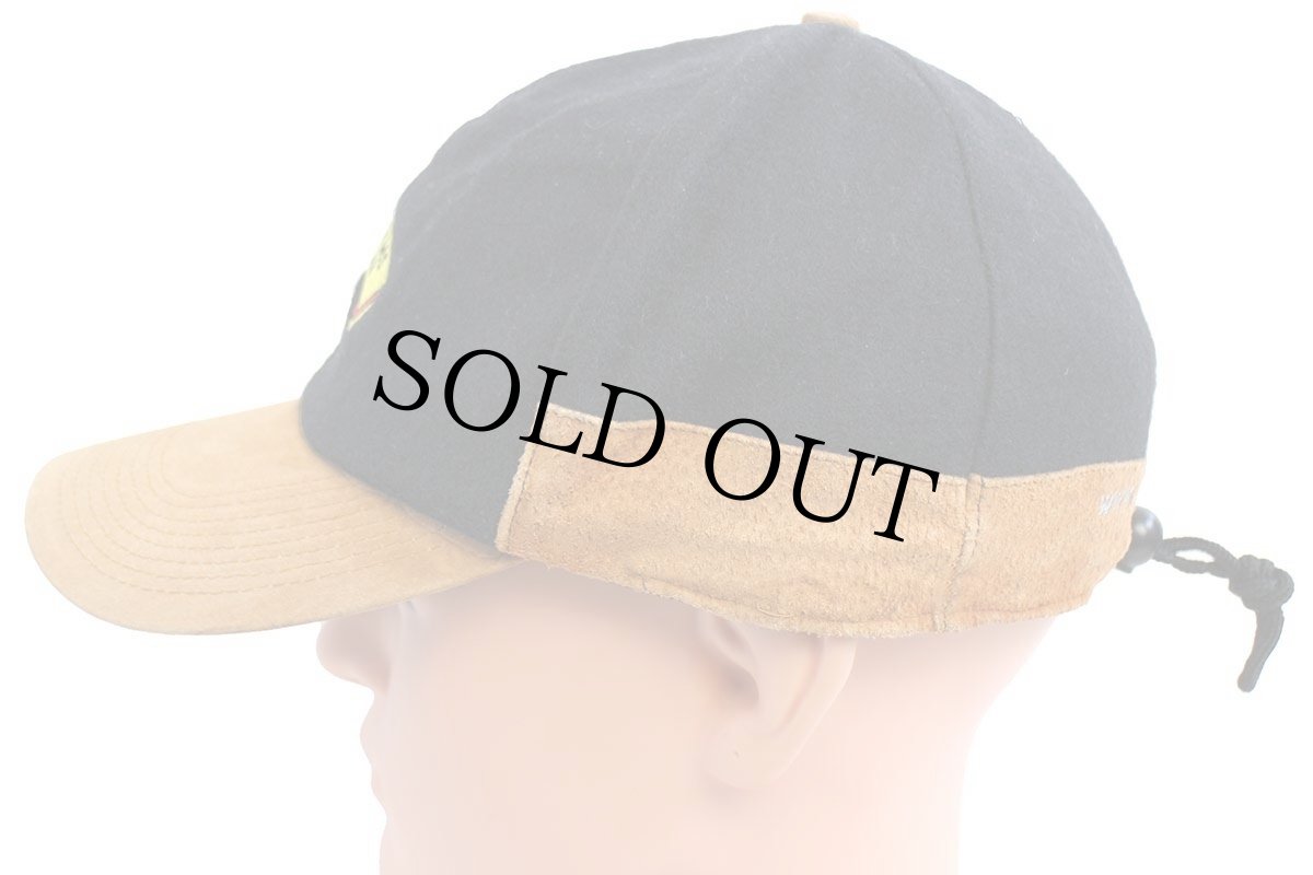 画像3: STOCKHOLMS AKERI AB 刺繍 耳当て付き ウール×レザーキャップ 黒×茶 (3)