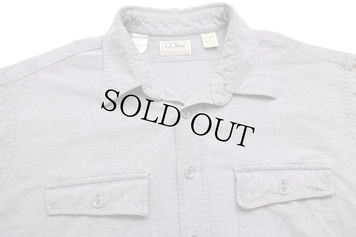 画像3: 80s USA製 L.L.Bean CHAMOIS CLOTH SHIRT 無地 コットン シャモアクロスシャツ グレー 18 (3)