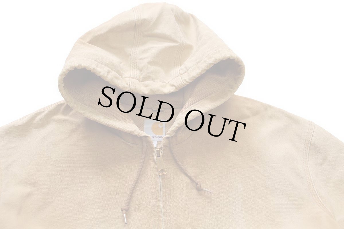 画像3: USA製 carharttカーハート 裏サーマル ダック地 アクティブジャケット パーカー 茶 フェード XL (3)