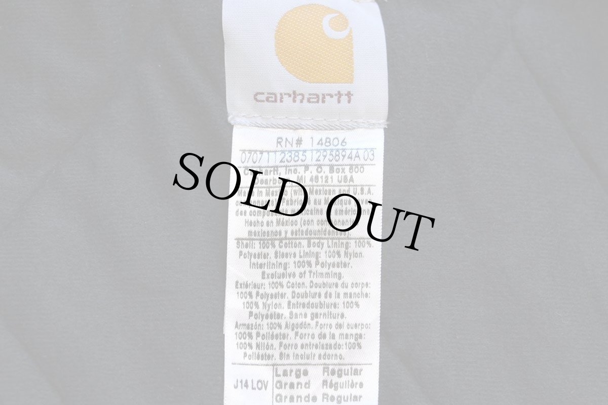 画像5: デッドストック★00s carharttカーハート Westmoreland Coal 刺繍 キルティングライナー ダック地 サンタフェジャケット モスグリーン L (5)