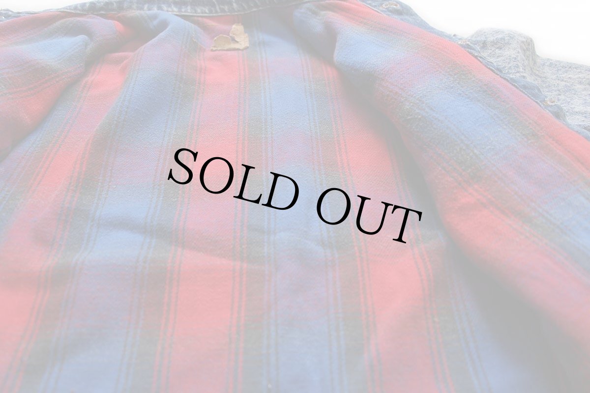 画像5: 80s USA製 Levi'sリーバイス 57529 チェック ネルライナー ケミカルウォッシュ デニムジャケット 4ポケット★アシッド (5)