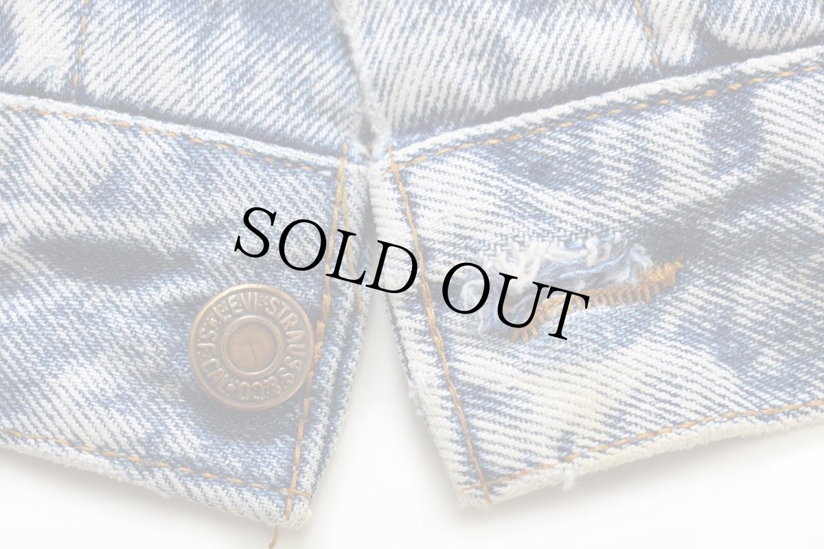 画像8: 80s USA製 Levi'sリーバイス 57529 チェック ネルライナー ケミカルウォッシュ デニムジャケット 4ポケット★アシッド (8)