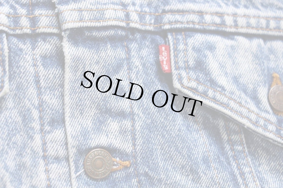 画像4: 80s USA製 Levi'sリーバイス 57529 チェック ネルライナー ケミカルウォッシュ デニムジャケット 4ポケット★アシッド (4)