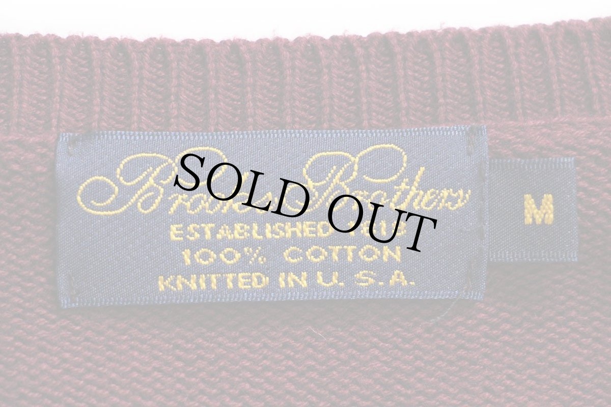 画像4: 90s USA製 Brooks Brothersブルックスブラザーズ Vネック コットンニット セーター ワインレッド M (4)