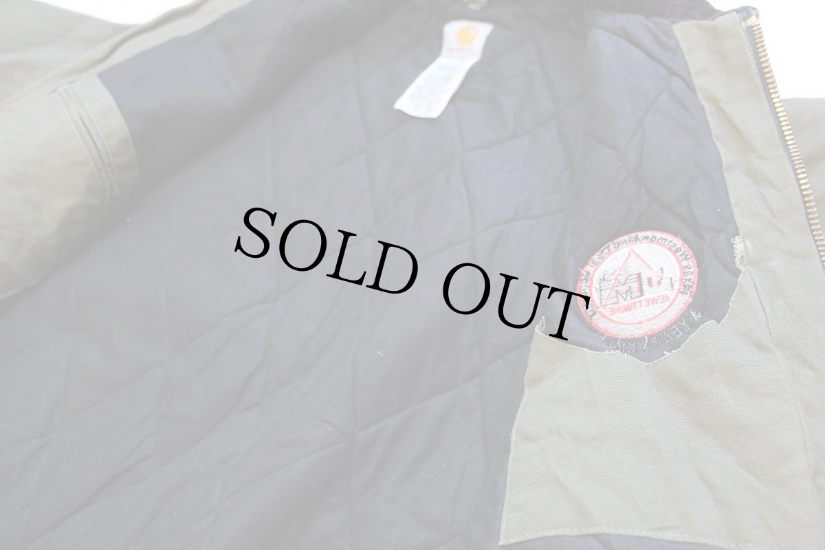 画像6: デッドストック★00s carharttカーハート Westmoreland Coal 刺繍 キルティングライナー ダック地 サンタフェジャケット モスグリーン L (6)