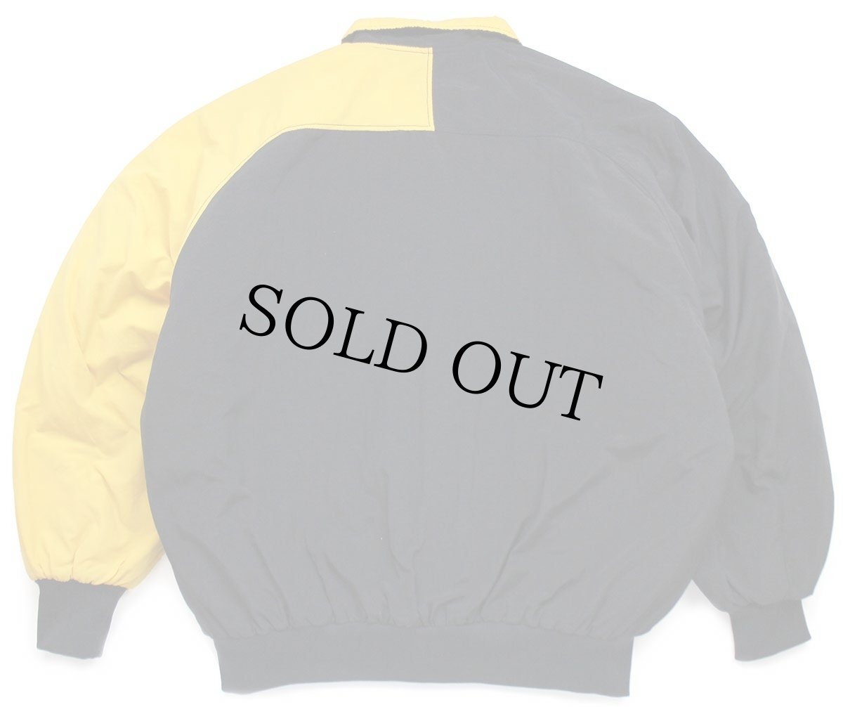 画像2: 90s USA製 LAWMEN BASEBALL 刺繍 ツートン アシンメトリー キルティングライナー ナイロンジャケット 黒×黄 XL (2)