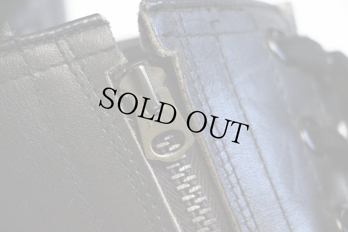 画像6: 80s MSD スチールトゥ サイドジップ 8ホール レザーブーツ 黒 (6)