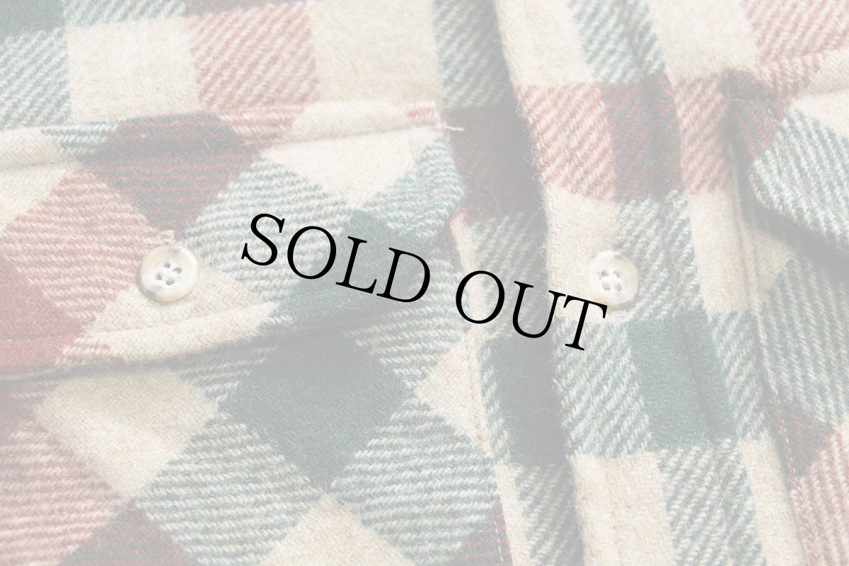 画像5: 80s USA製 STJOHN'SBAY ブロックチェック ウールシャツ 赤茶×緑×ベージュ S (5)