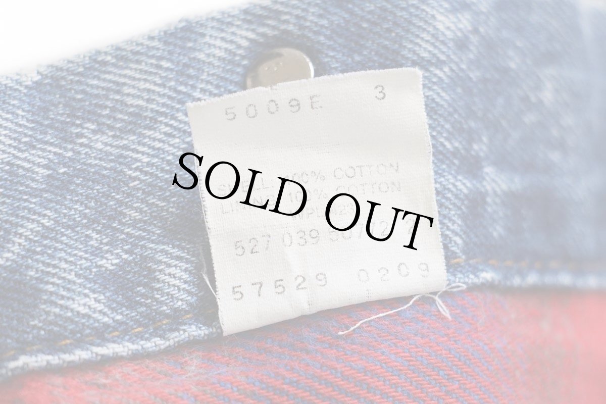 画像7: 80s USA製 Levi'sリーバイス 57529 チェック ネルライナー ケミカルウォッシュ デニムジャケット 4ポケット★アシッド (7)