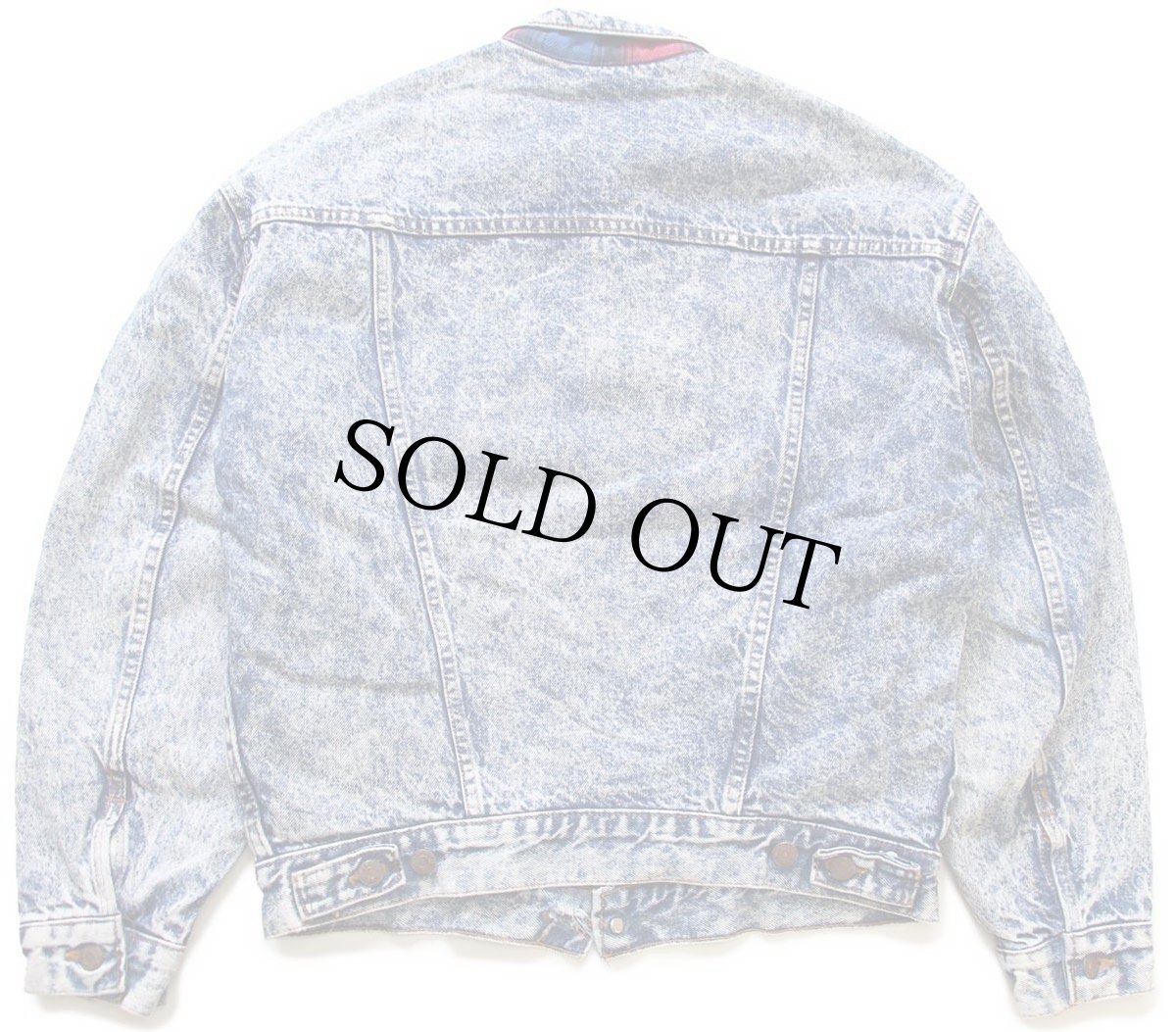 画像2: 80s USA製 Levi'sリーバイス 57529 チェック ネルライナー ケミカルウォッシュ デニムジャケット 4ポケット★アシッド (2)