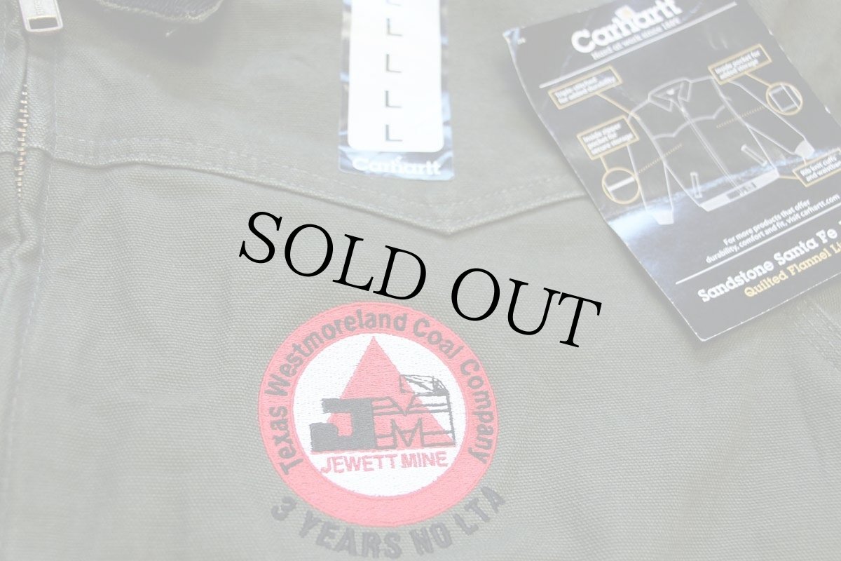 画像4: デッドストック★00s carharttカーハート Westmoreland Coal 刺繍 キルティングライナー ダック地 サンタフェジャケット モスグリーン L (4)