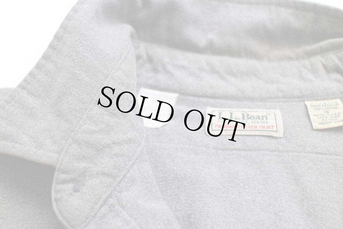 画像5: 80s USA製 L.L.Bean CHAMOIS CLOTH SHIRT 無地 コットン シャモアクロスシャツ グレー 18 (5)