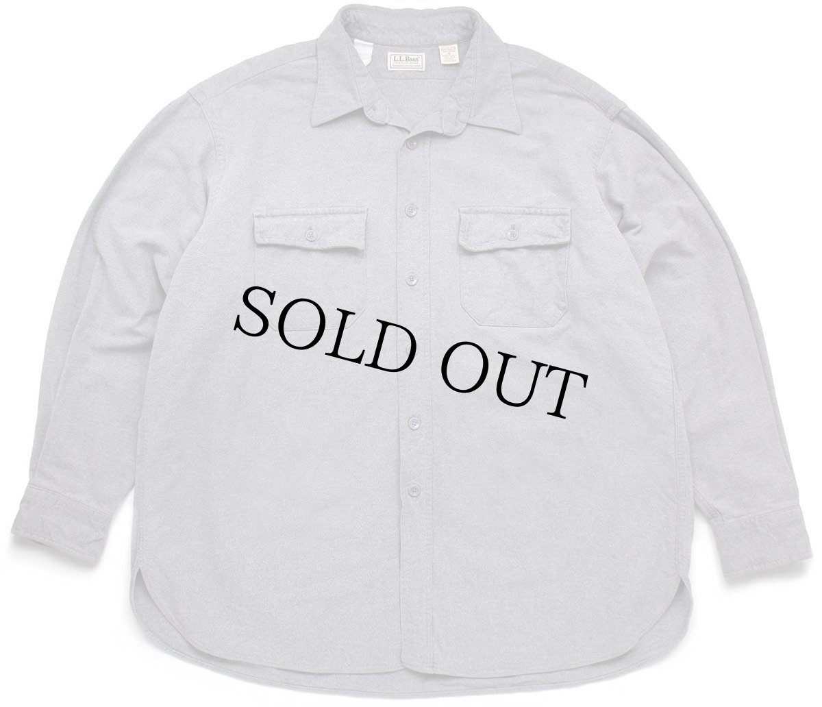 画像1: 80s USA製 L.L.Bean CHAMOIS CLOTH SHIRT 無地 コットン シャモアクロスシャツ グレー 18 (1)