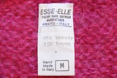 画像4: 90s イタリア製 ESSE-ELLE ダイヤ柄 モヘヤ ハンドニット カーディガン ピンク (4)