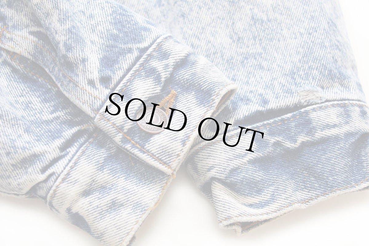 画像9: 80s USA製 Levi'sリーバイス 57529 チェック ネルライナー ケミカルウォッシュ デニムジャケット 4ポケット★アシッド (9)