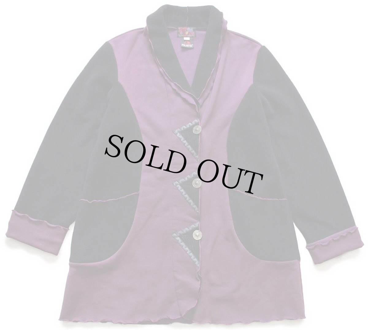 画像1: RED ROVER ショールカラー ツートン 切り替え POLARTEC フリース×ソフトシェル デザインコート パープル×ブラック L (1)