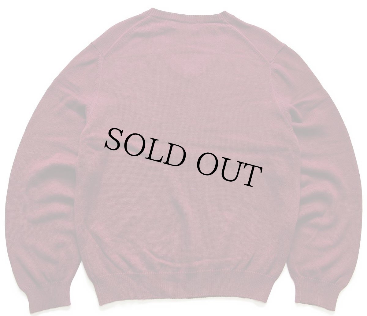 画像2: 90s USA製 Brooks Brothersブルックスブラザーズ Vネック コットンニット セーター ワインレッド M (2)