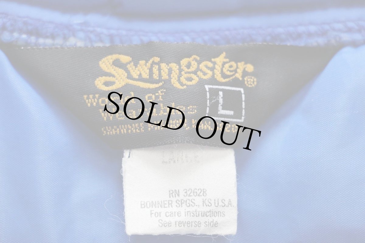 画像5: 70s Swingster A&A パッチ付き 中綿入り ナイロン レーシングジャケット 青 L (5)