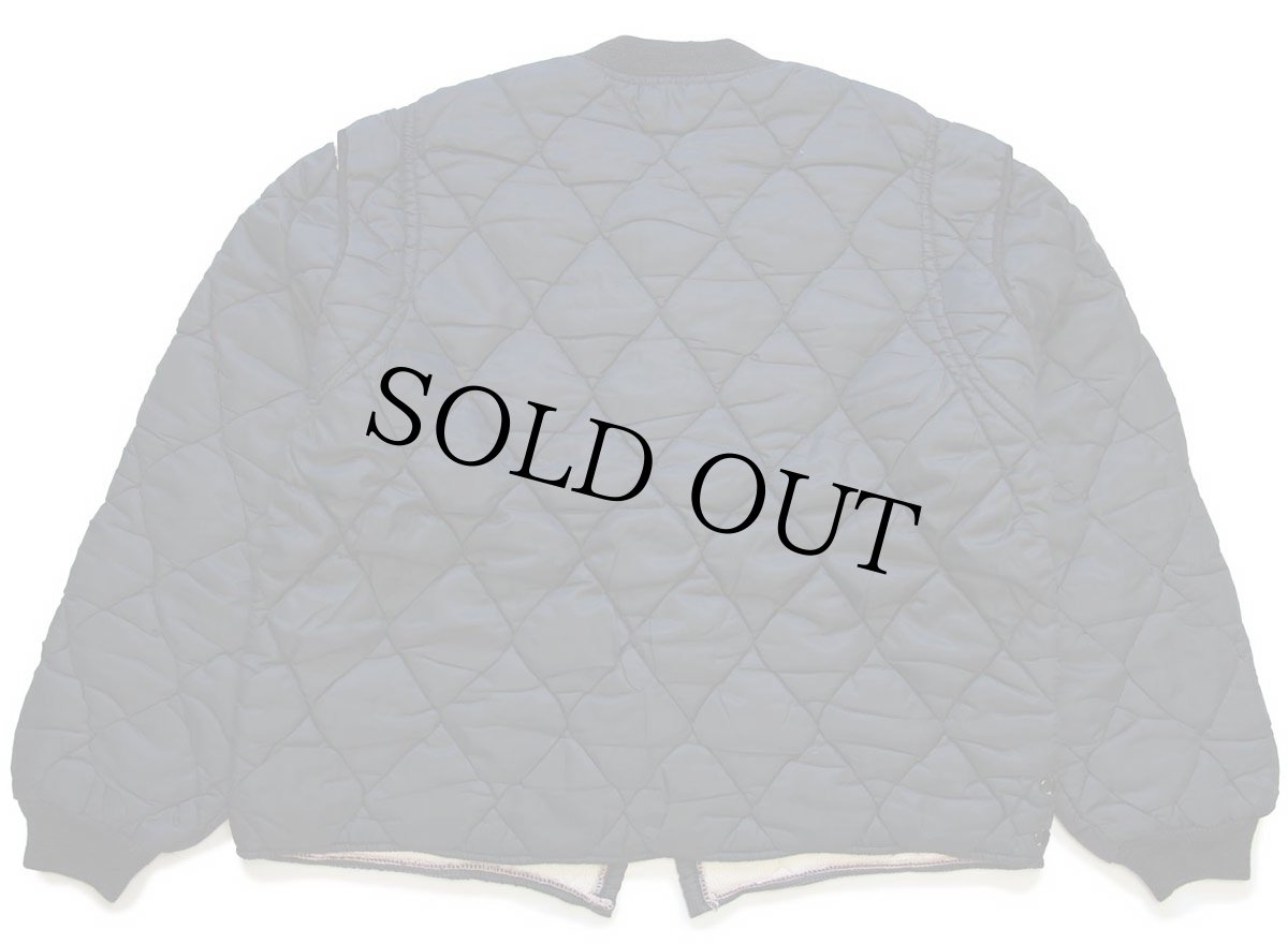 画像2: 60s UNKNOWN サーマルライナー ナイロン キルティングジャケット 黒 (2)