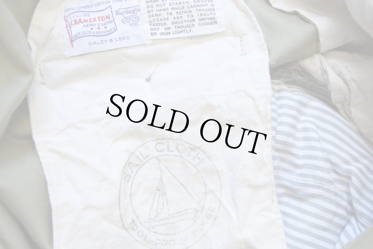 画像7: 60s GALEY＆LORD CRAMERTON ARMY CLOTH コットンツイル ワークパンツ カーキ w36 (7)