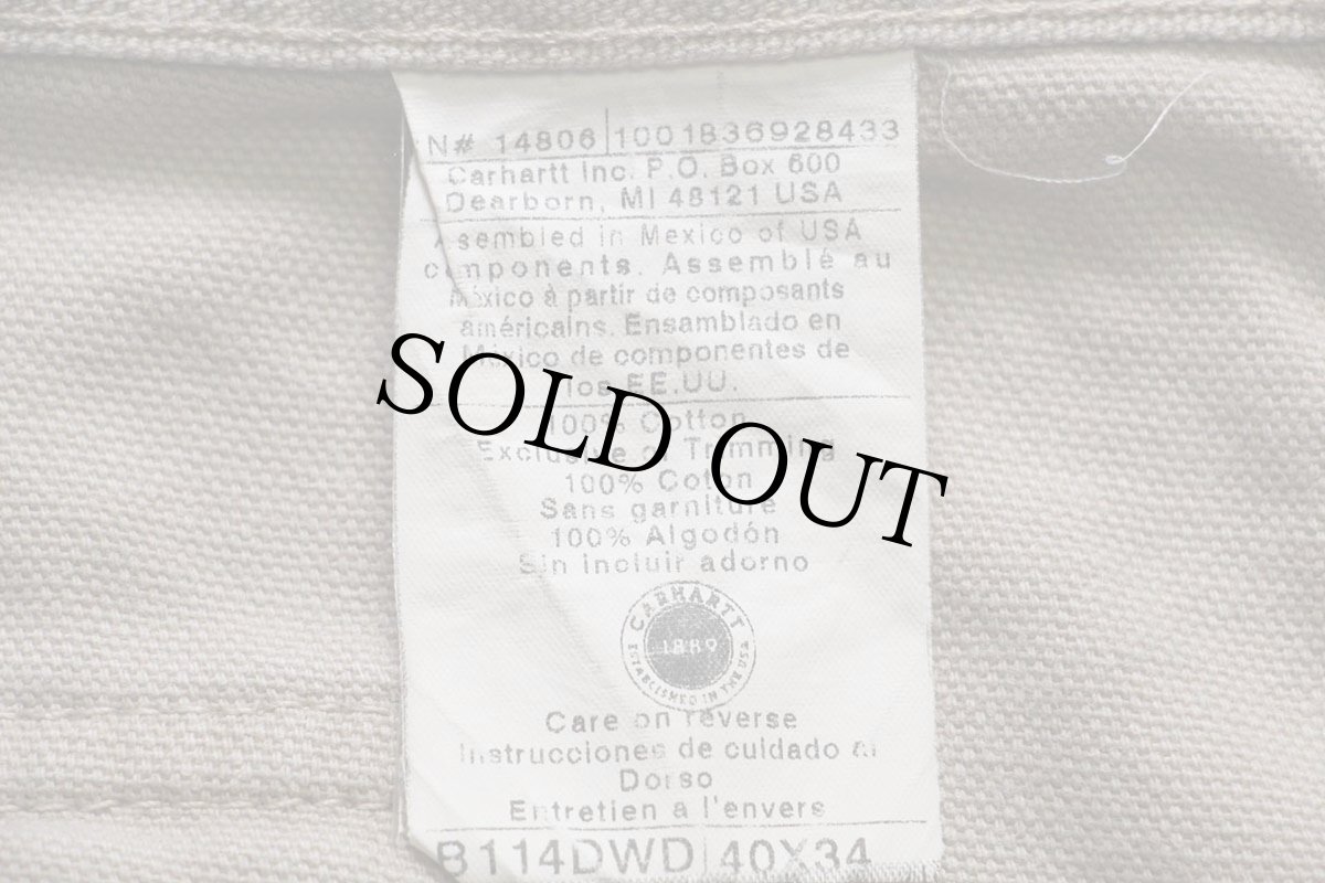 画像6: 00s メキシコ製 carharttカーハート ダック地 カーゴパンツ グレーベージュ w40 L34 (6)