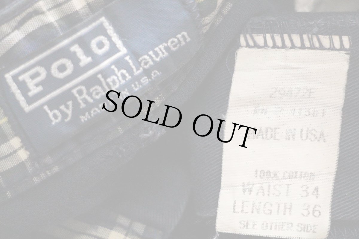 画像6: 90s USA製 ポロ ラルフローレン THE CLASSIC GOLF PANT ツータック コットン チノパン ナス紺 w34 (6)