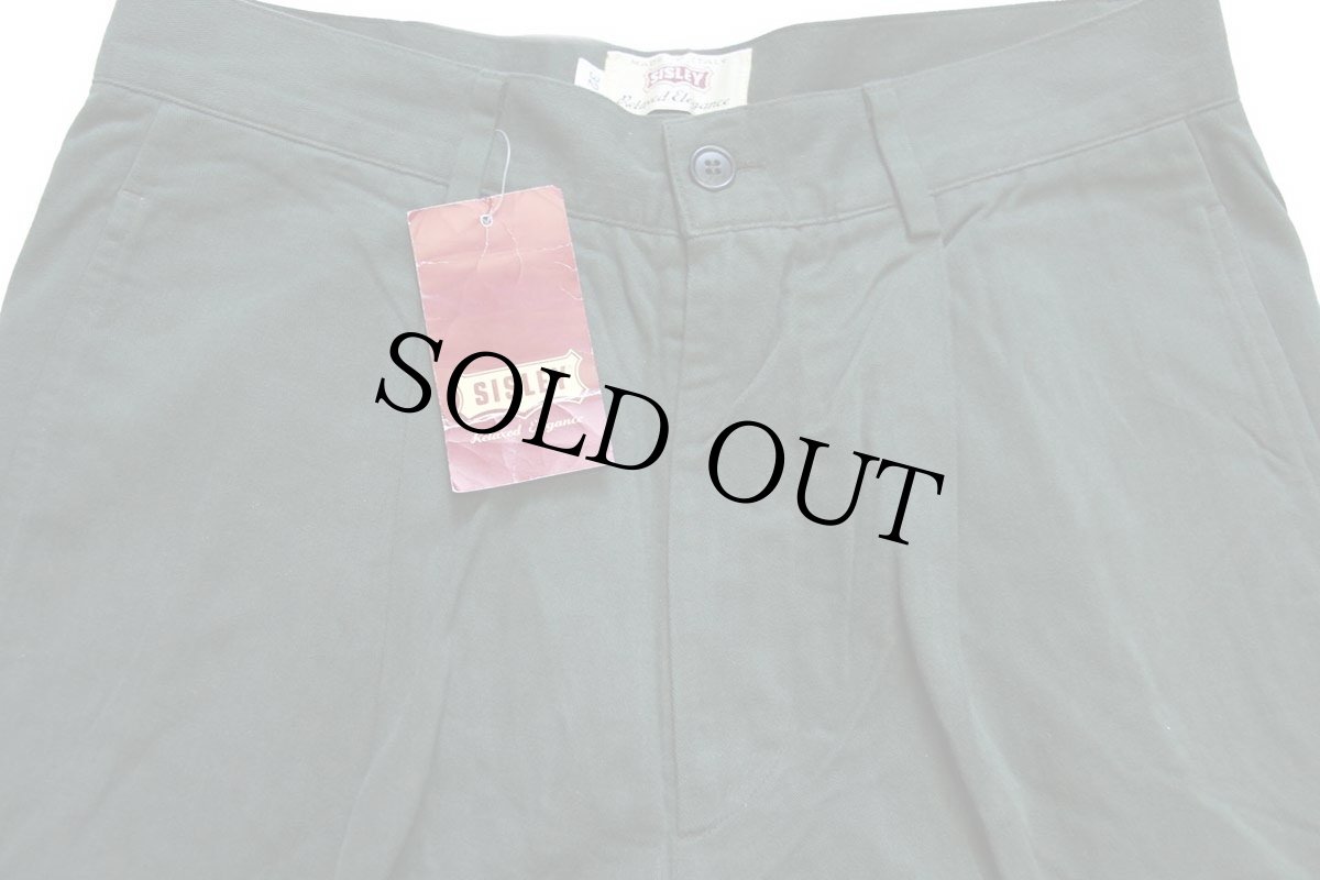 画像4: デッドストック★90s イタリア製 SISLEY ワンタック スラックス コットン×レーヨン パンツ 深緑 32 (4)