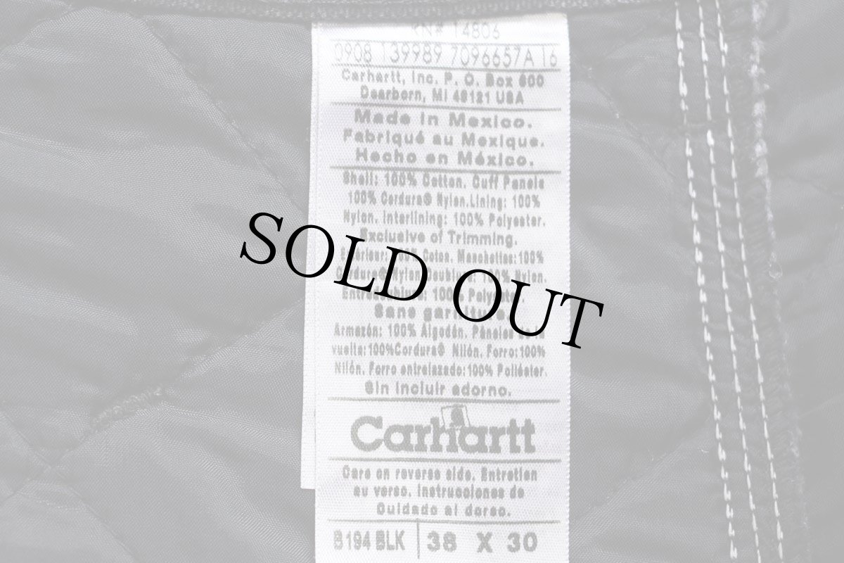 画像6: 00s メキシコ製 carharttカーハート キルティングライナー ダブルニー ダック地 ペインターパンツ 黒 w38 L30 (6)