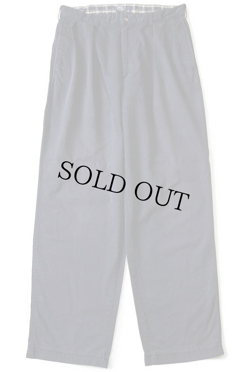 画像2: 90s USA製 ポロ ラルフローレン THE CLASSIC GOLF PANT ツータック コットン チノパン ナス紺 w34 (2)