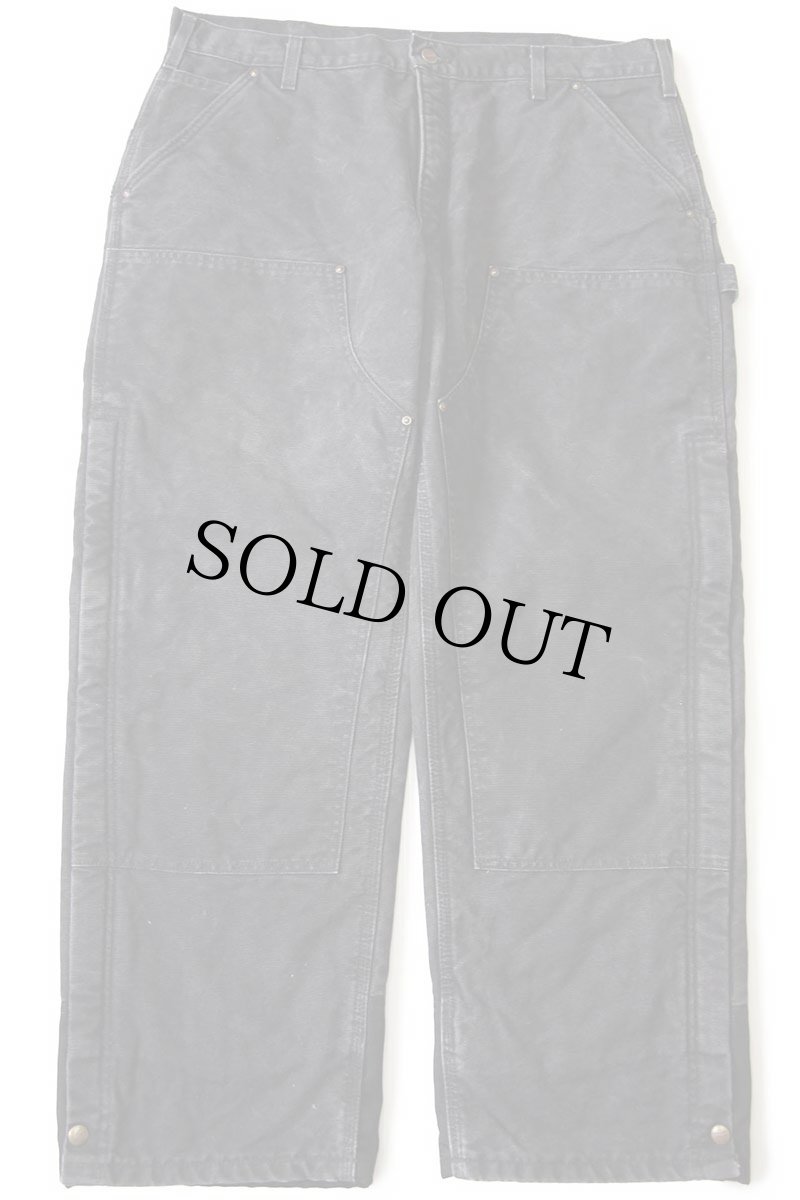 画像2: 00s メキシコ製 carharttカーハート キルティングライナー ダブルニー ダック地 ペインターパンツ 黒 w38 L30 (2)