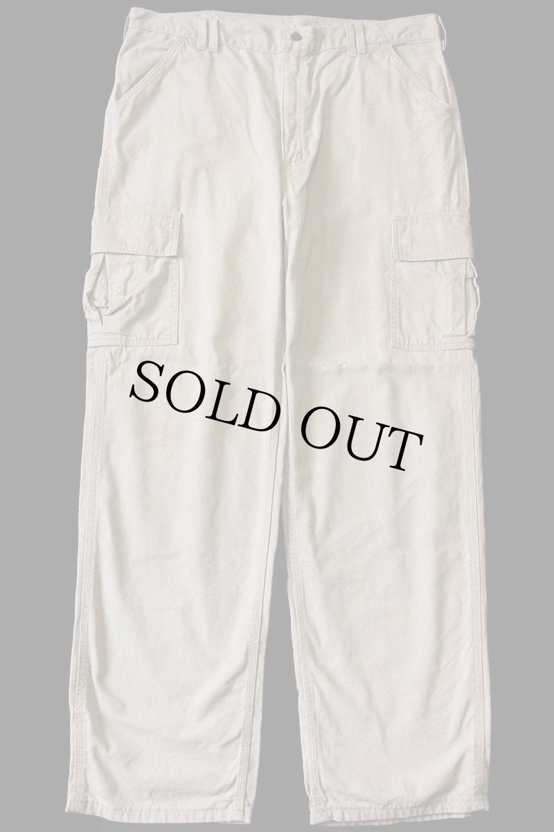 画像2: 00s メキシコ製 carharttカーハート ダック地 カーゴパンツ グレーベージュ w40 L34 (2)