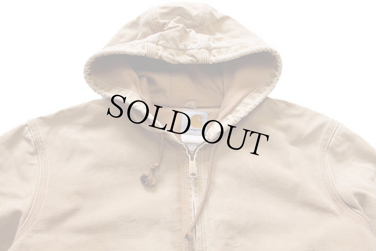 画像3: 00s メキシコ製 carharttカーハート 裏サーマル ダック地 アクティブジャケット パーカー 茶 フェード M★B (3)