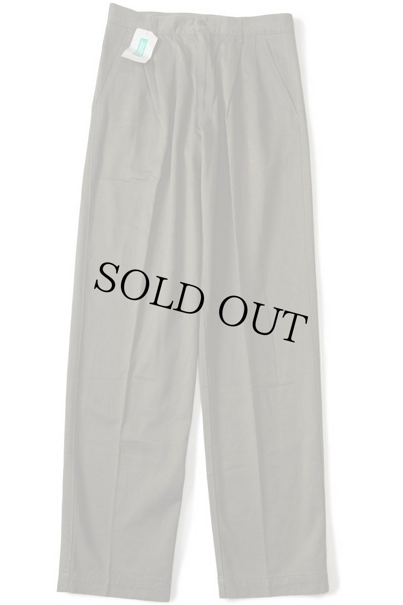 画像2: デッドストック★90s イタリア製 BENETTONベネトン ツータック スラックス コットンツイル パンツ オリーブ 46★B (2)